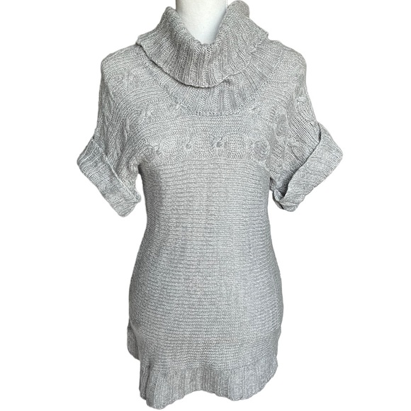 Planet Gold Knit Sweater Dress Tunic S/S Turtleneck Bodycon Gray Juniors - Picture 1 of 7